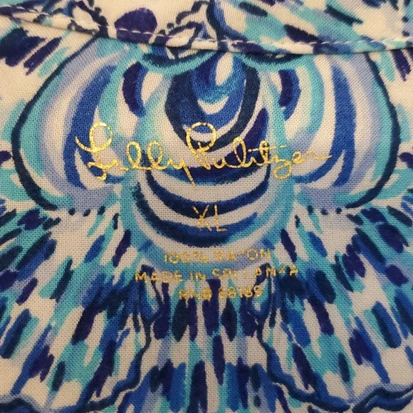 Lilly Pulitzer Lilith Tunic Button Dress In Blue And Aqua Pattern Size XL - Picture 5 of 12
